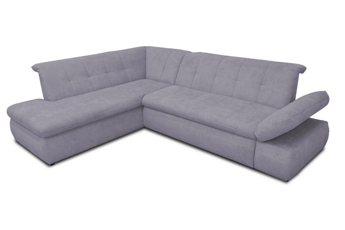 ECKSOFA in Mikrofaser Grau  216/273 cm  - Chromfarben/Grau, KONVENTIONELL, Textil/Metall (216/273cm) - MID.YOU