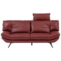 2,5-SITZER Bordeaux Echtleder  - Bordeaux/Schwarz, Design, Leder/Metall (206/94/95cm) - Celina