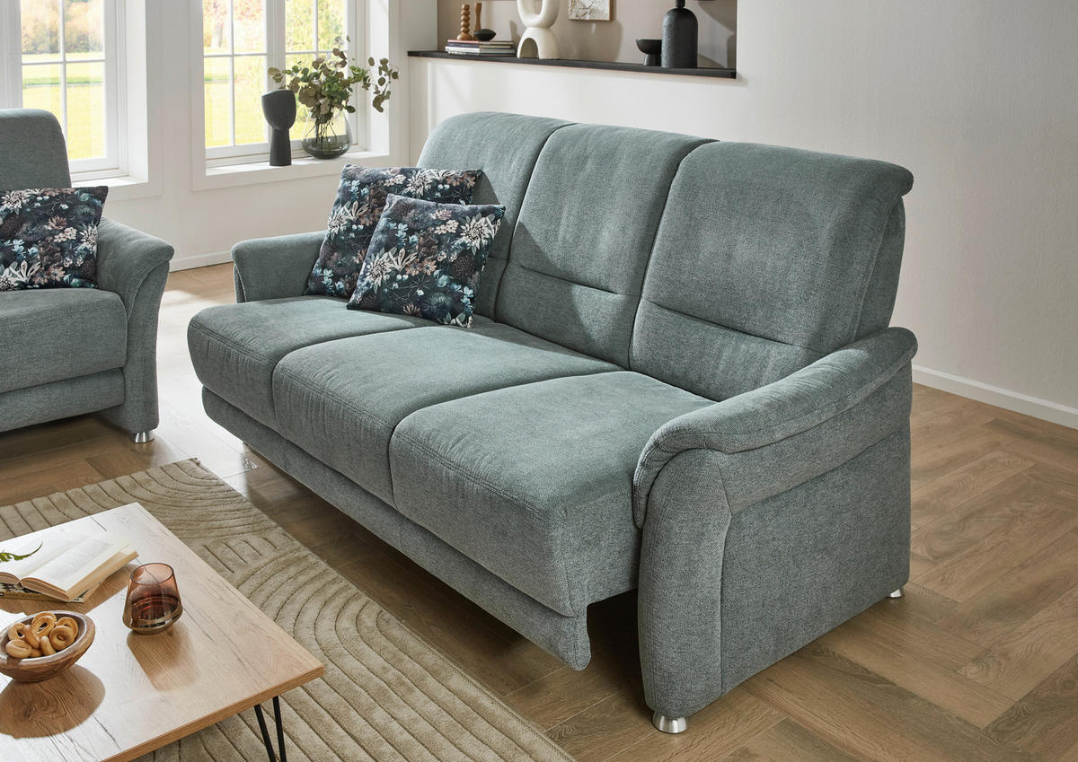 SITZGARNITUR Flachgewebe Graublau  - Graublau/Alufarben, Konventionell, Textil/Metall (198/172/96/93cm) - Beldomo Premium