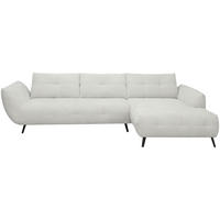 ECKSOFA Elfenbein Chenille Armlehnenkissen, Rücken echt, Sitztiefenverstellung  - Elfenbein/Schwarz, KONVENTIONELL, Textil/Metall (313/215cm) - Hom`in