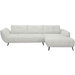 ECKSOFA Elfenbein Chenille Armlehnenkissen, Rücken echt, Sitztiefenverstellung  - Elfenbein/Schwarz, KONVENTIONELL, Textil/Metall (313/215cm) - Hom`in