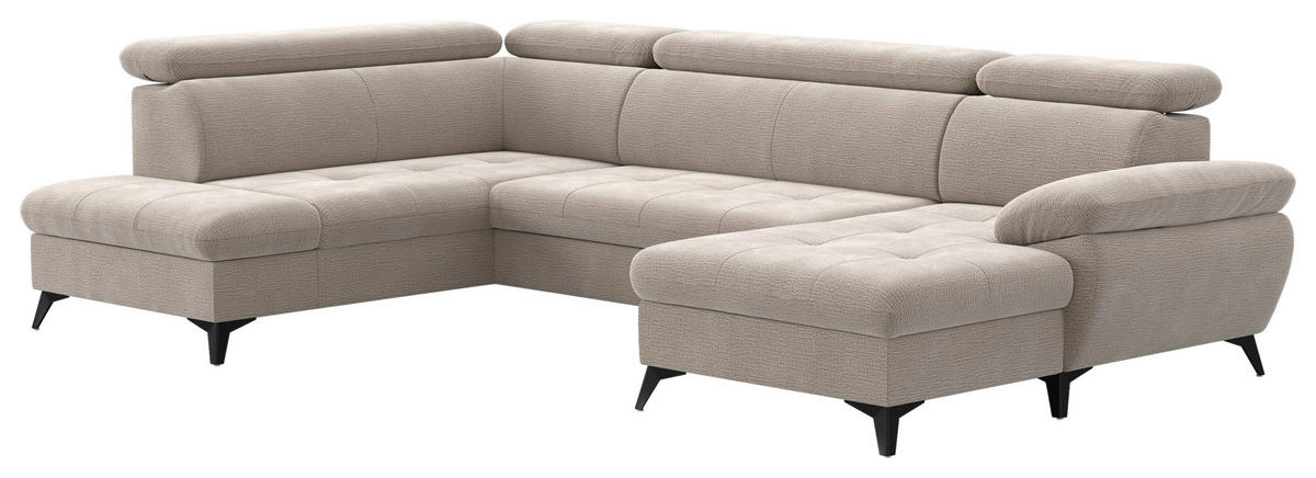 SAROKGARNITÚRA textil bézs  - bézs/fekete, textil/fém (207/324/166cm) - Welnova