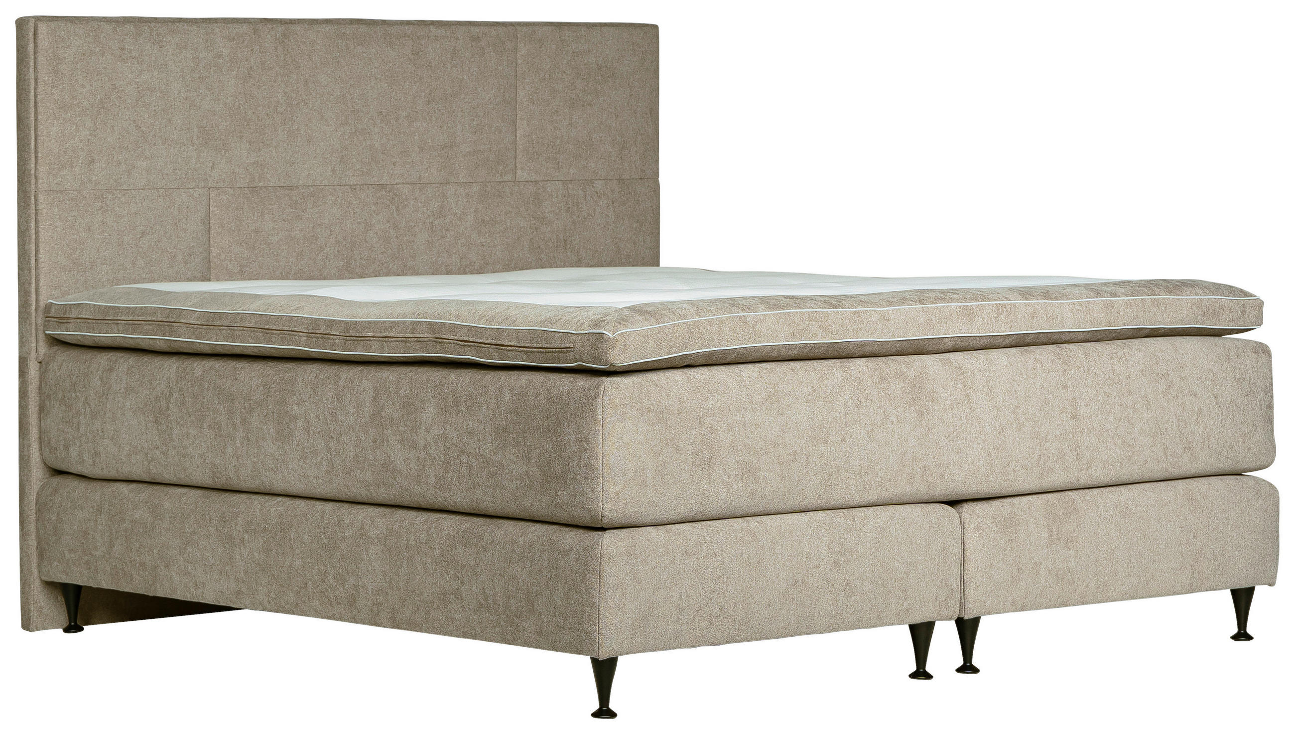 KONTINENTALSÄNG  i greige  - greige/svart, Klassisk, metall/trä (180/200cm) - Niels Andersson