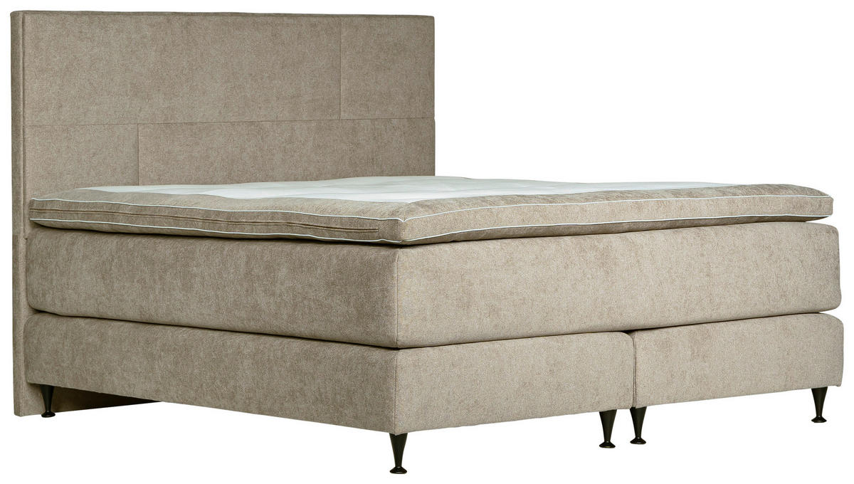 KONTINENTALSÄNG  i greige  - greige/svart, Klassisk, metall/trä (180/200cm) - Niels Andersson