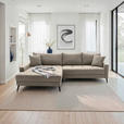 ECKSOFA  in Cord Taupe  173/280 cm  - Taupe/Schwarz, KONVENTIONELL, Textil/Metall (173/280cm) - Hom`in