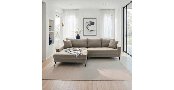 ECKSOFA  in Cord Taupe  173/280 cm  - Taupe/Schwarz, KONVENTIONELL, Textil/Metall (173/280cm) - Hom`in