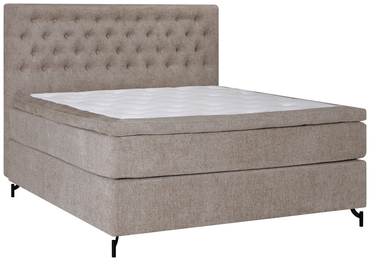 KONTINENTALSÄNG 180/200 cm  i beige  - beige/svart, Klassisk, metall/trä (180/200cm) - Ambiente