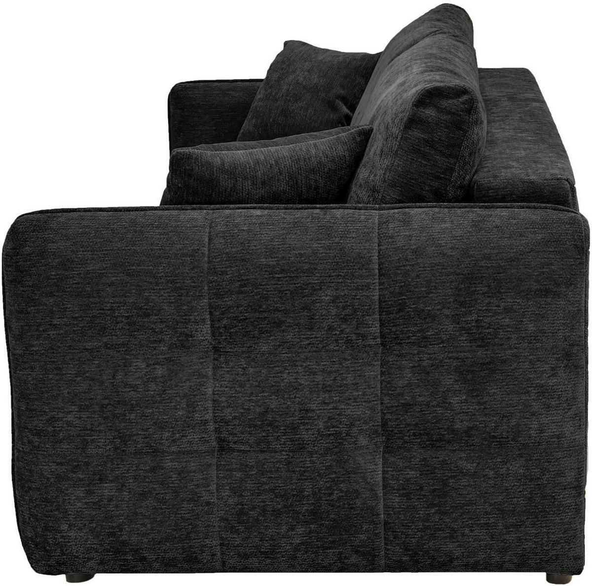 BOXSPRINGSOFA Chenille Anthrazit  inkl. Zierkissen, Rückenkissen, Bettkasten, Schlaffunktion  - Anthrazit/Schwarz, KONVENTIONELL, Kunststoff/Textil (235/94/103cm) - Novel