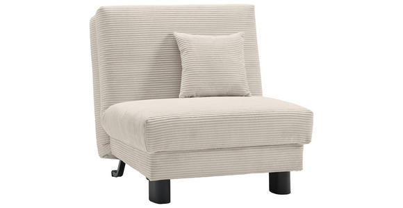 SCHLAFSESSEL Cord Beige Fußauswahl, Stoffauswahl, Liegefunktion Zierkissen  - Beige/Schwarz, Design, Textil/Metall (85/85/100cm) - Carryhome