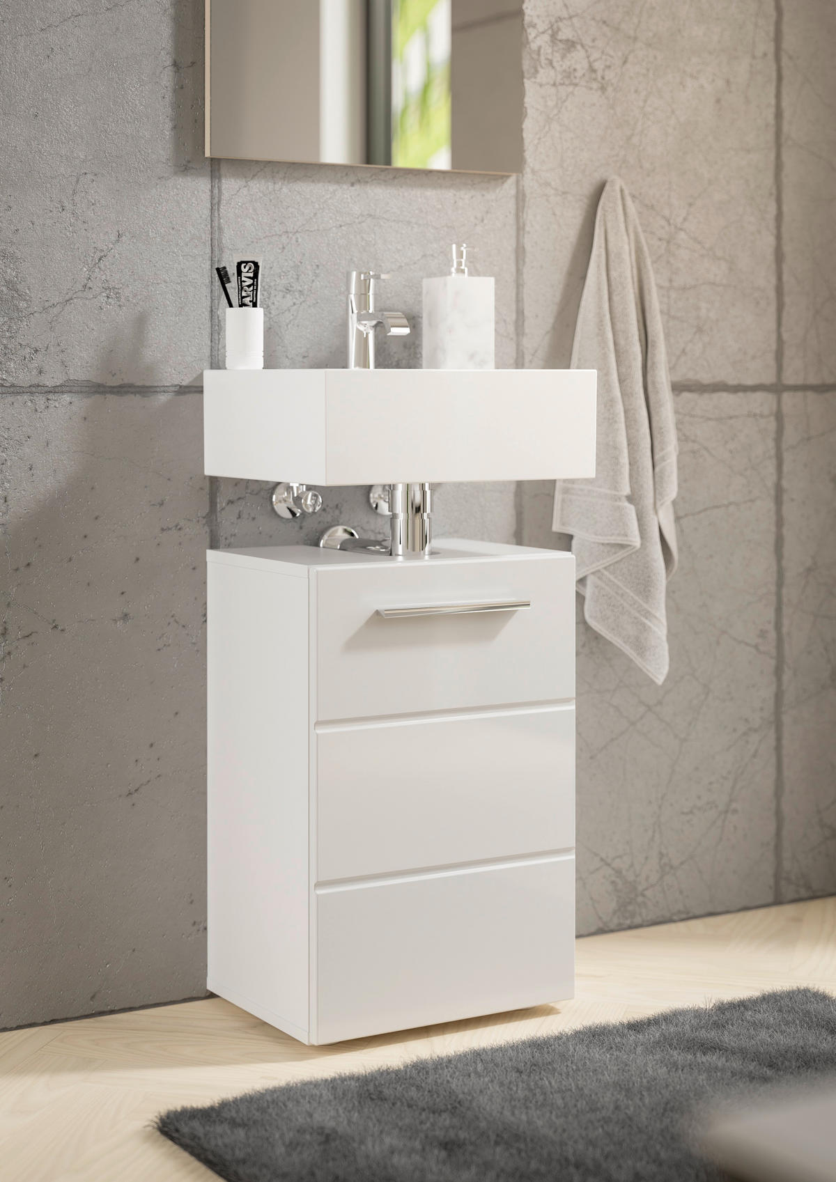 WASCHBECKENUNTERSCHRANK 40/60/31 cm  - Chromfarben/Weiß Hochglanz, MODERN, Holzwerkstoff/Kunststoff (40/60/31cm) - MID.YOU