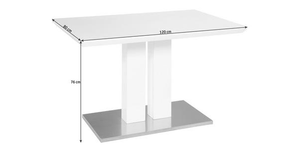 ESSTISCH in Metall, Holzwerkstoff 120/80/76 cm   - Edelstahlfarben/Weiß, Design, Holzwerkstoff/Metall (120/80/76cm) - Xora