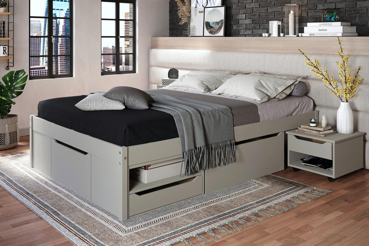 STAURAUMBETT 90/200 cm  Taupe   - Taupe/Naturfarben, Modern, Holz/Holzwerkstoff (90/200cm) - MID.YOU