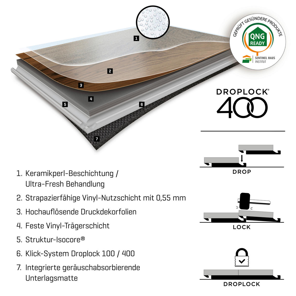 DESIGNBODEN Square  per  m² - Braun, Basics, Kunststoff (60/60/0.8cm)