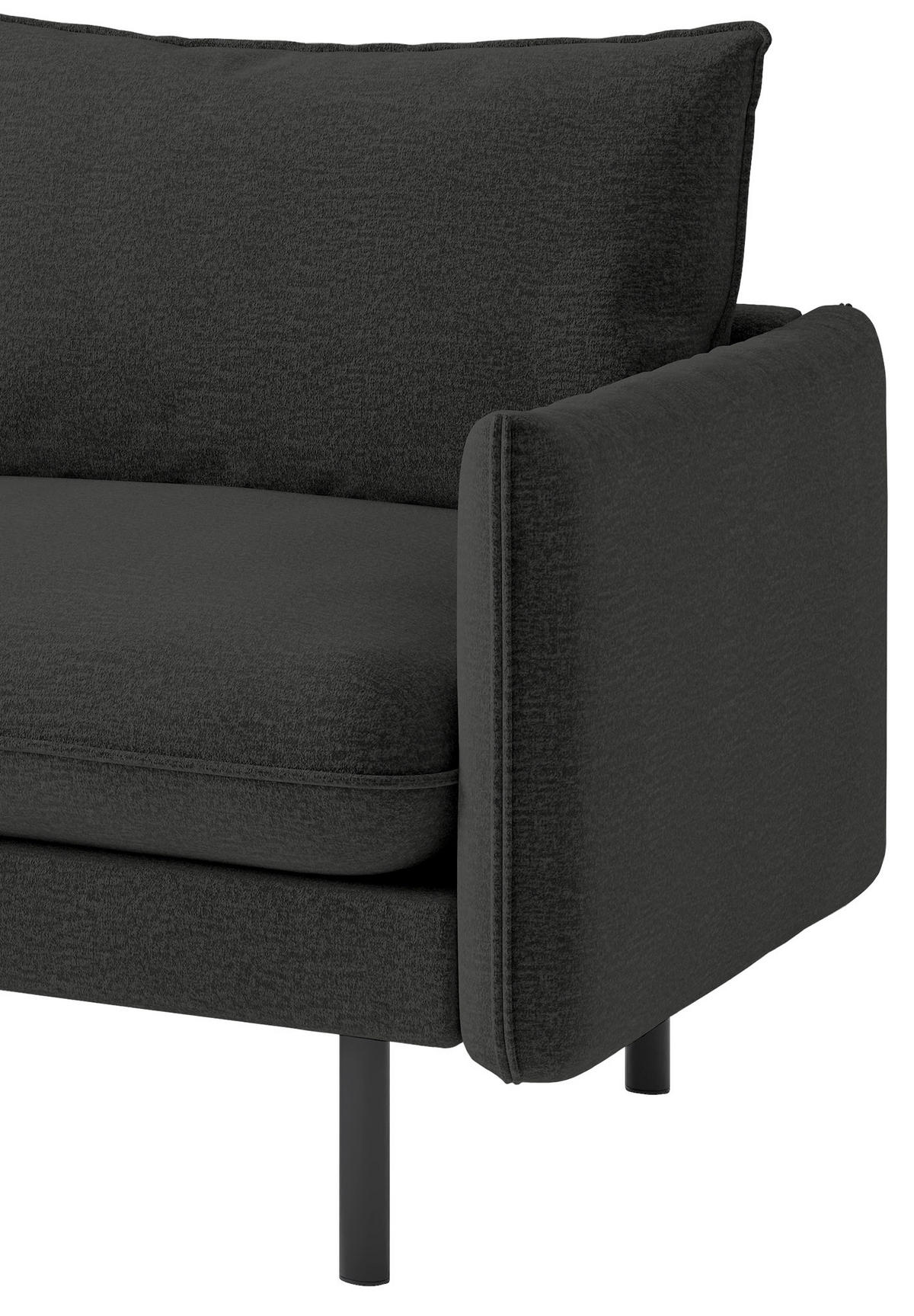 ECKSOFA in Flachgewebe Dunkelgrau  - Dunkelgrau/Schwarz, Design, Textil/Metall (204/267cm) - Livetastic
