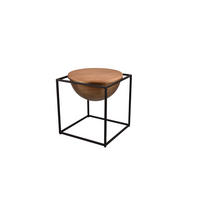 BEISTELLTISCH 42/42/47,5 cm Eiche massiv Naturfarben, Schwarz rund  - Schwarz/Naturfarben, MODERN, Holz/Metall (42/42/47,5cm)