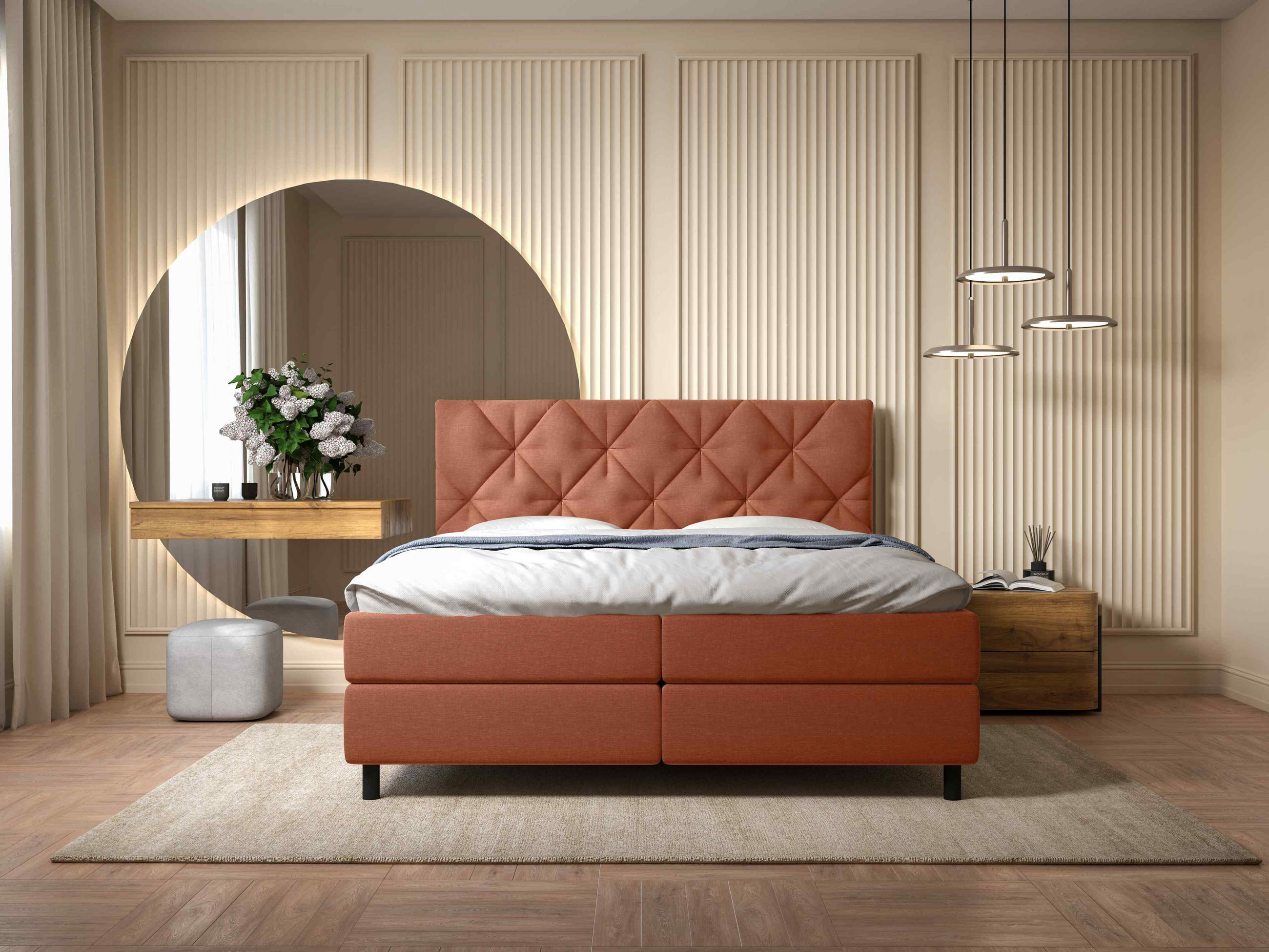BOXBETT 180/200 cm  in Terracotta  - Terracotta/Schwarz, Design, Holz/Holzwerkstoff (180/200cm) - Esposa