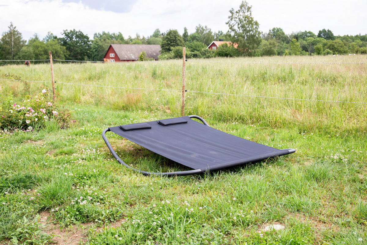 SONNENLIEGE 180/48/200 cm  - Schwarz, KONVENTIONELL, Textil/Metall (180/48/200cm) - Gardenson