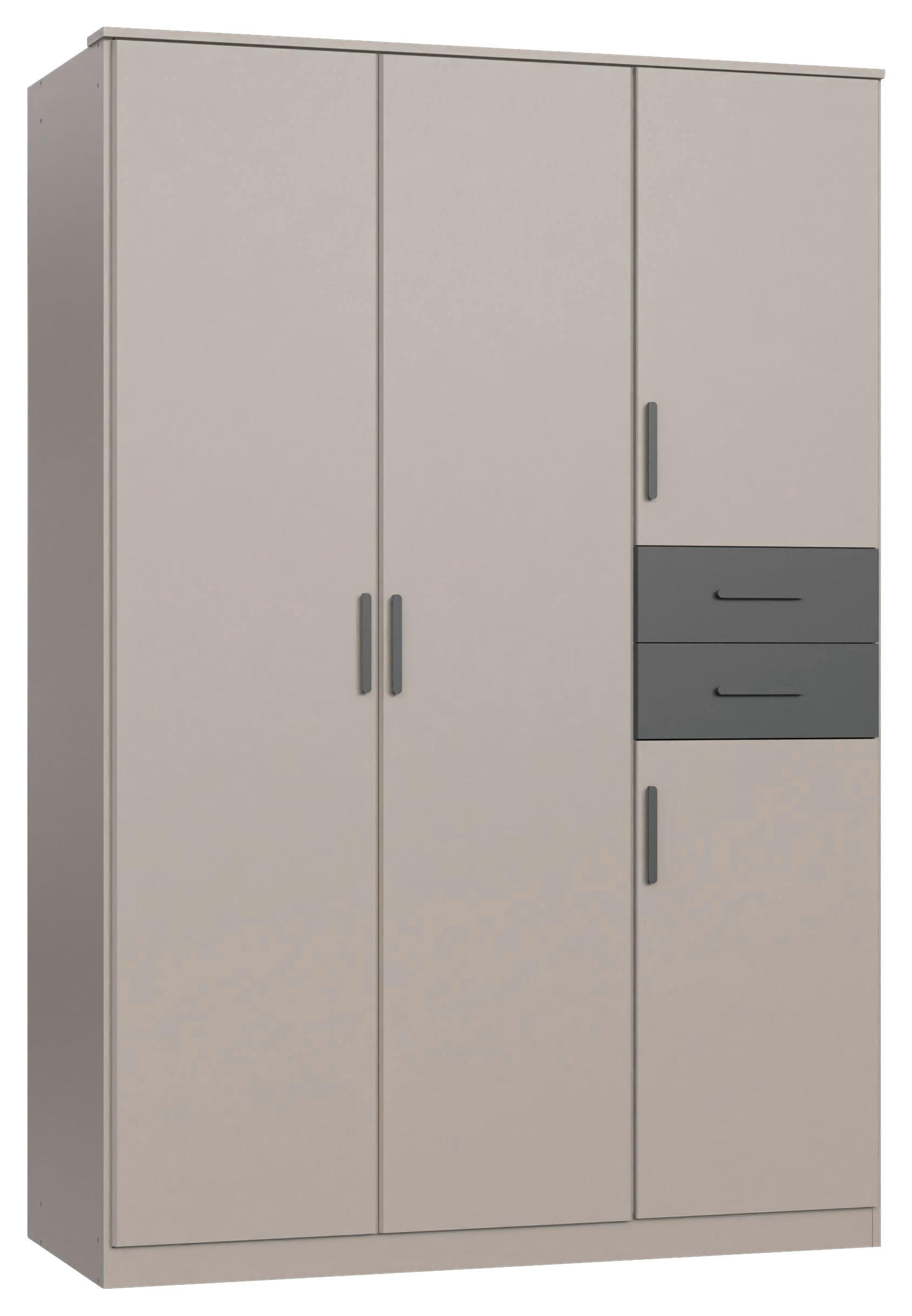DREHTÜRENSCHRANK Graphitfarben, Grau, Sahara  - Schwarz/Graphitfarben, Design, Holzwerkstoff (135/198/58cm) - Carryhome