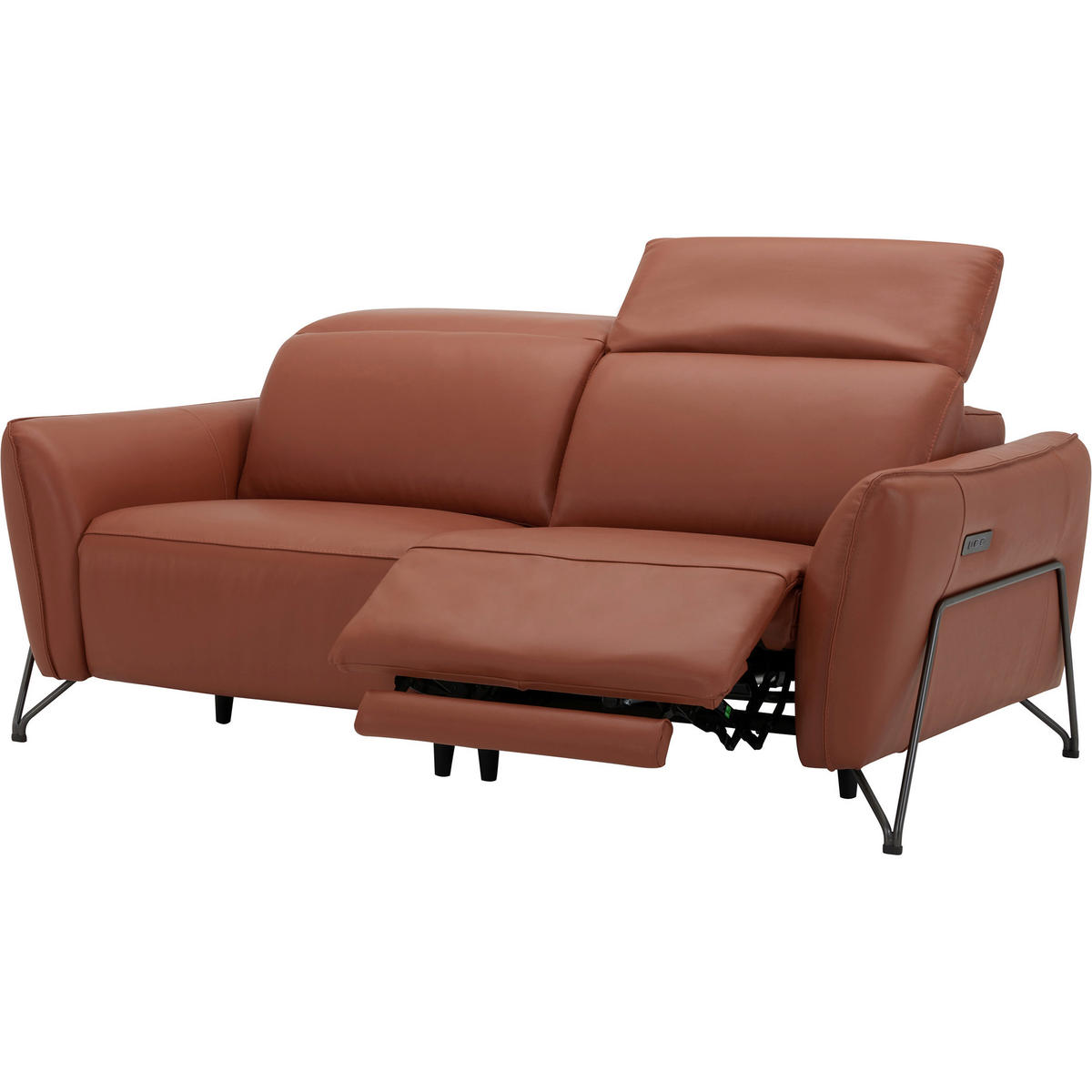 3-SITZER-SOFA Echtleder Cognac  - Cognac/Schwarz, LIFESTYLE, Leder/Metall (198/83/107/111cm) - Livetastic