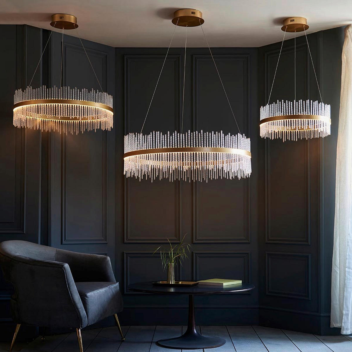PENDELLEUCHTE 89/45-165 cm  - Goldfarben, KONVENTIONELL, Metall (89/45-165cm) - ENDON