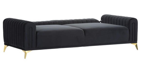 BIGSOFA in Samt Schwarz  - Goldfarben/Schwarz, Trend, Textil/Metall (235/90/100cm) - Carryhome