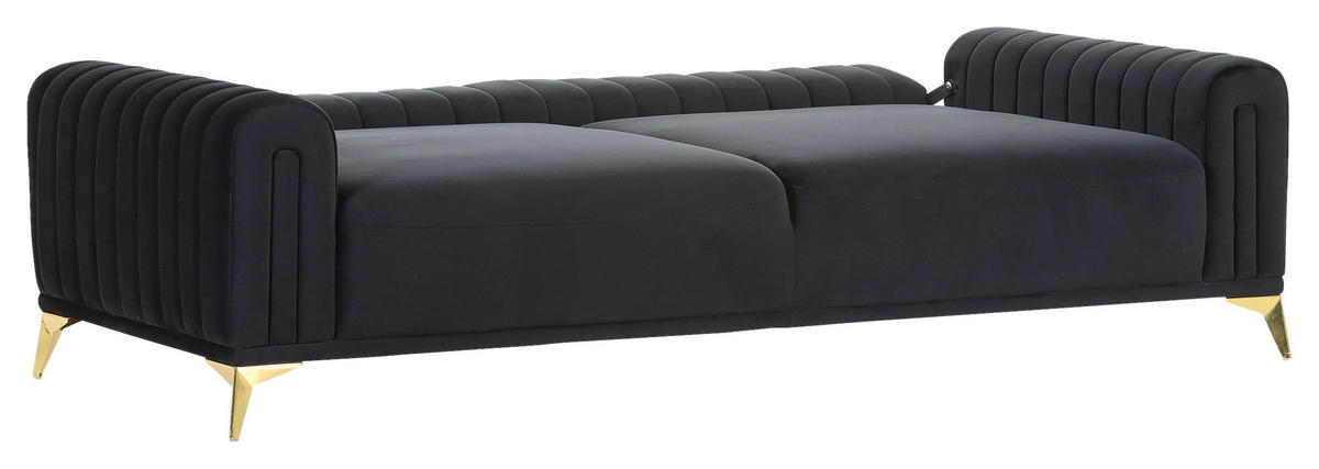 BIGSOFA in Samt Schwarz  - Goldfarben/Multicolor, Trend, Textil/Metall (235/90/100cm) - Carryhome