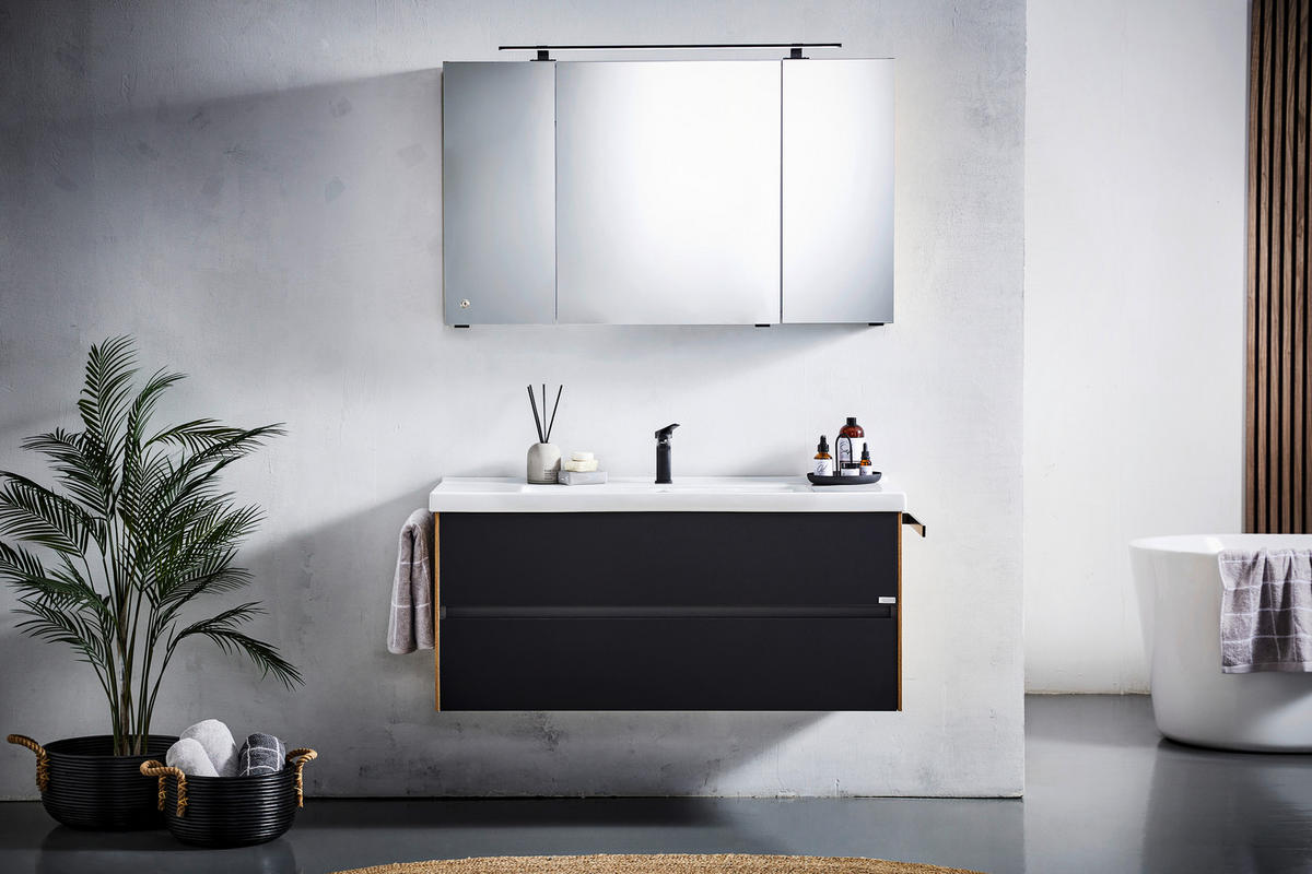 WASCHTISCHKOMBI 121 cm  - Chromfarben/Eichefarben, Design, Keramik/Holzwerkstoff (121cm) - Dieter Knoll