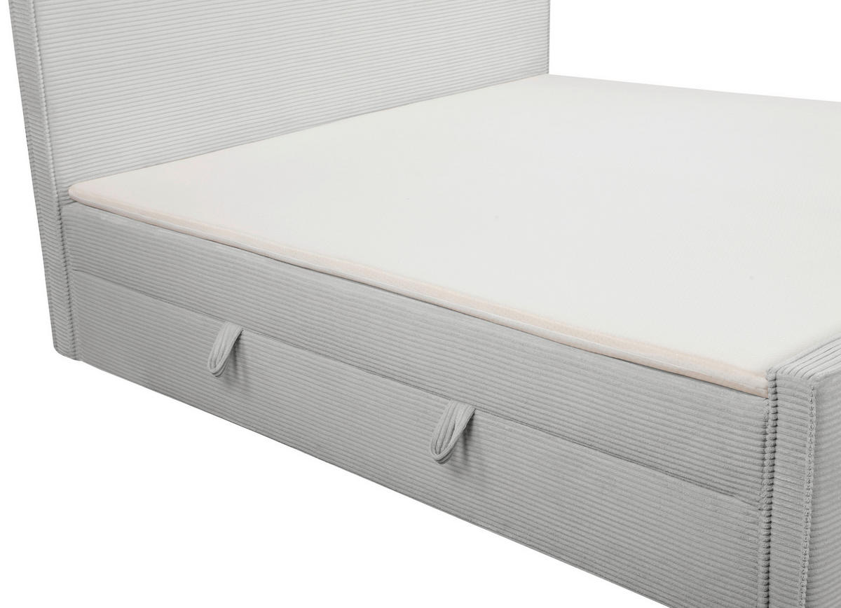 BOXBETT 180/200 cm,  in Hellgrau, gepolstertes Kopfteil, Bettkasten, Topper, Matratzen, H3 + H3 = fest  - Hellgrau/Schwarz, Basics, Kunststoff/Textil (180/200cm) - Chameo