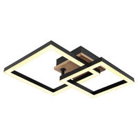 STROPNÍ LED SVÍTIDLO, 42/31/8 cm - tmavě hnědá/černá, Basics, kov/kompozitní dřevo (42/31/8cm) - Globo