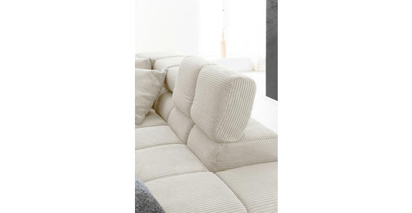 ECKSOFA inkl. Sitzvorzug in Cord Creme  - Creme/Schwarz, Design, Textil/Metall (321/216cm) - Hom`in