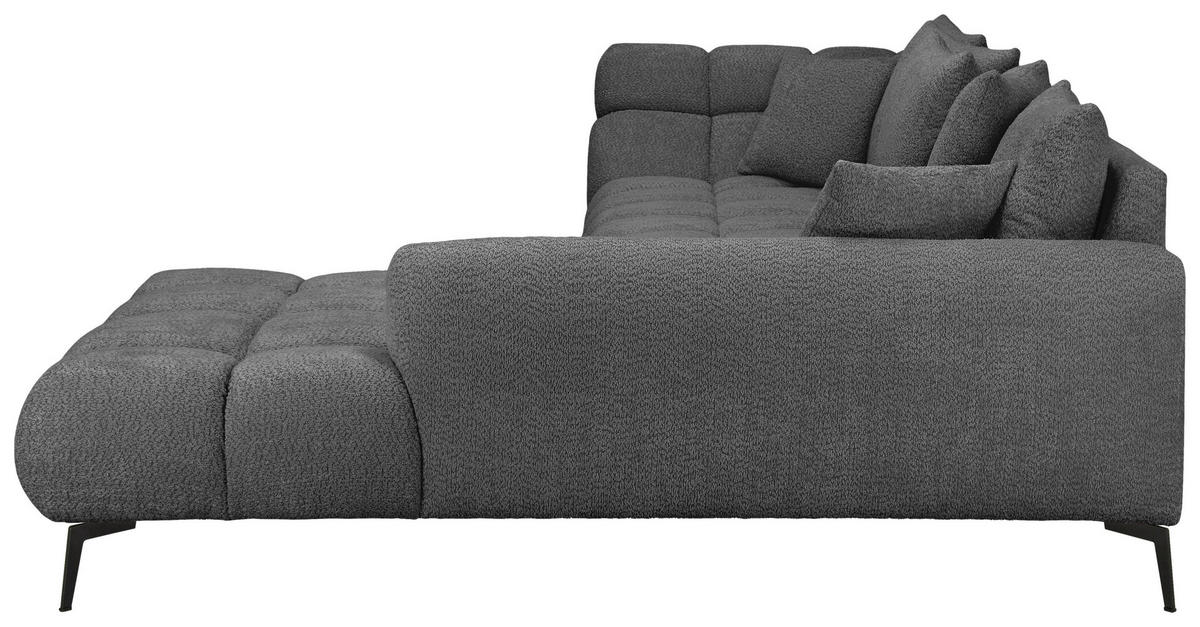 ECKSOFA 318/217 cm  in Bouclé Schwarz Zierkissen, Rückenkissen, Rücken echt  318/217 cm  - Schwarz, MODERN, Textil/Metall (318/217cm) - Carryhome