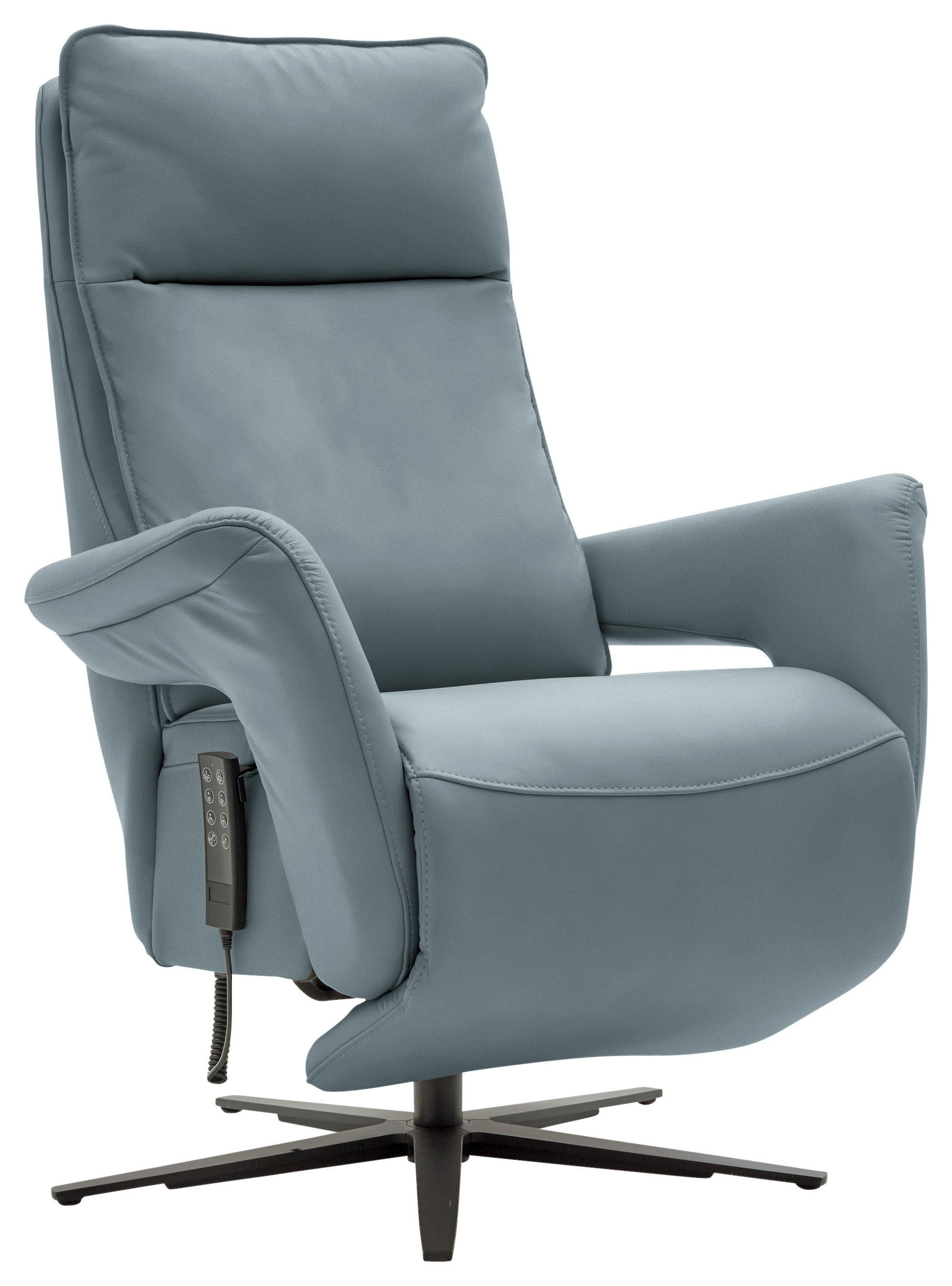 RELAXSESSEL in Leder Blaugrau  - Blaugrau/Schwarz, Design, Leder/Metall (83/116/87cm) - Valdera