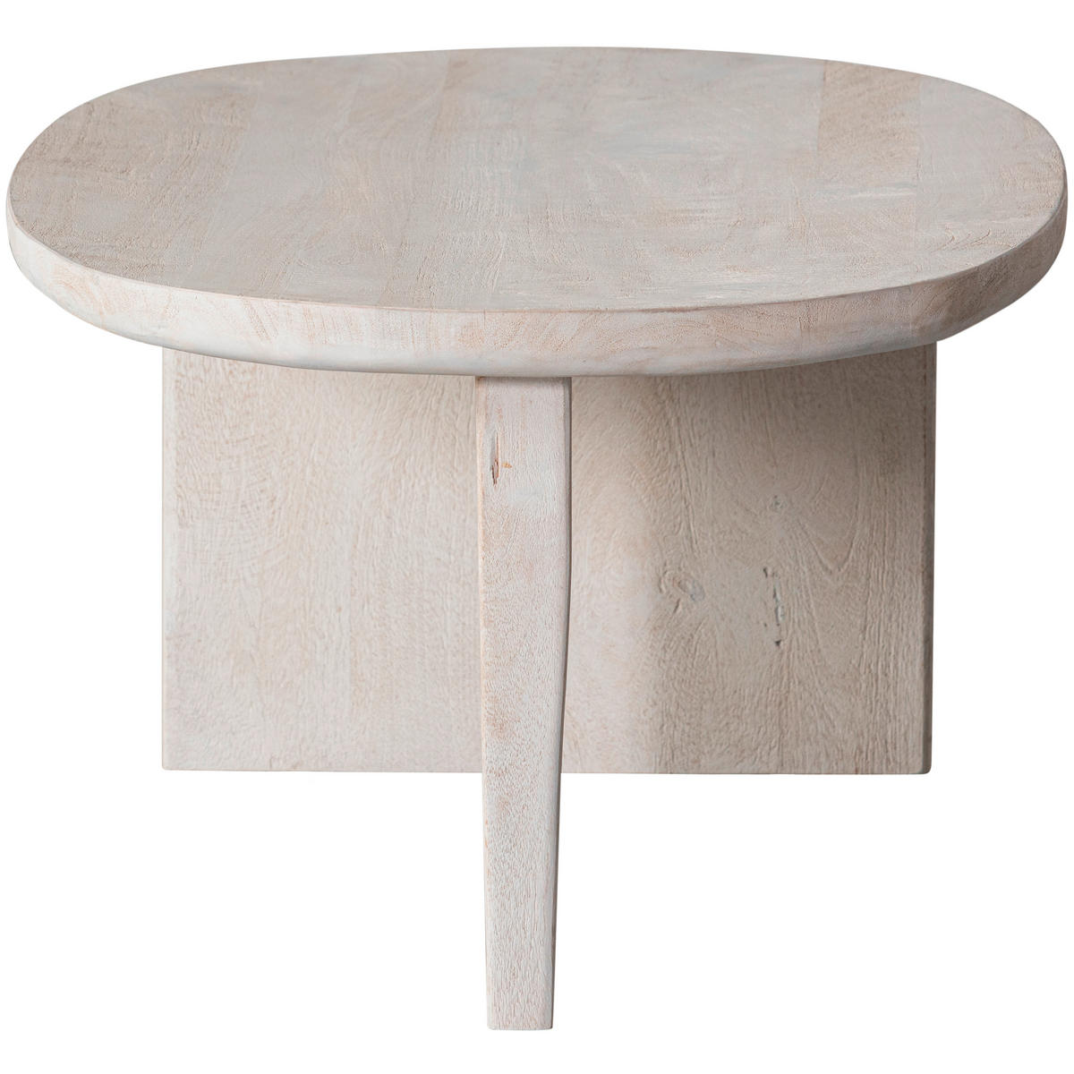 COUCHTISCH Seam Mangoholz massiv 110/60/40 cm oval Weiß, Naturfarben  - Weiß/Naturfarben, Design, Holz (110/60/40cm) - Livetastic