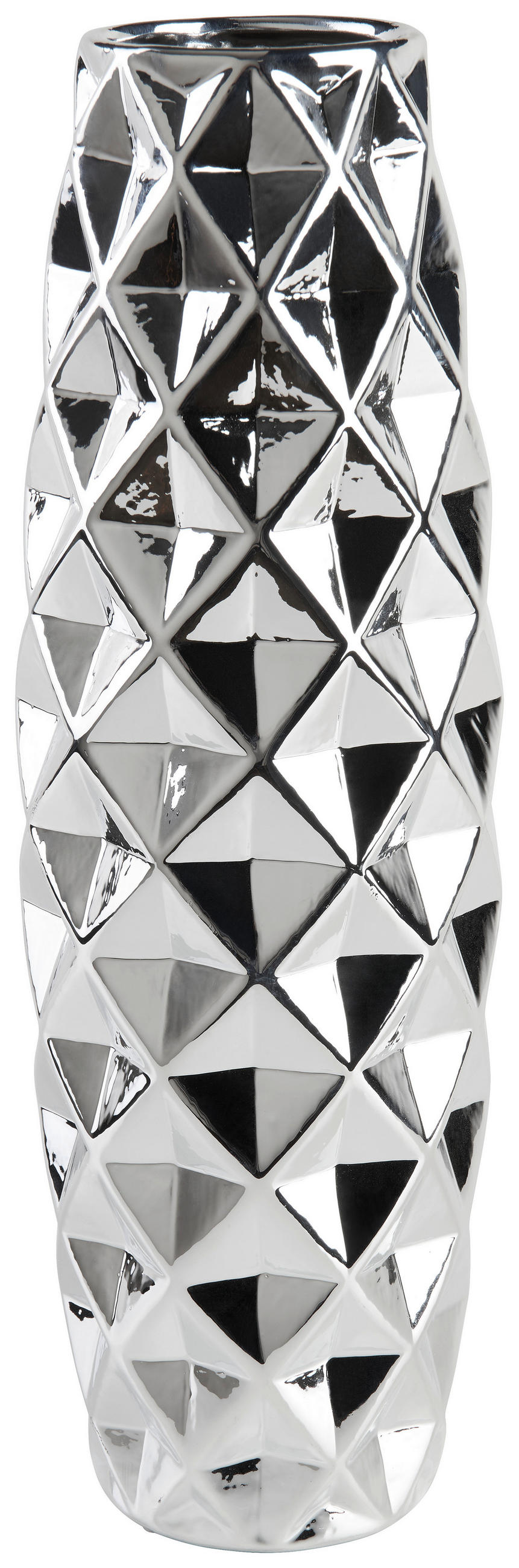 VÁZA, keramika, 47 cm - barvy stříbra, Basics, keramika (15/47cm) - Ambia Home