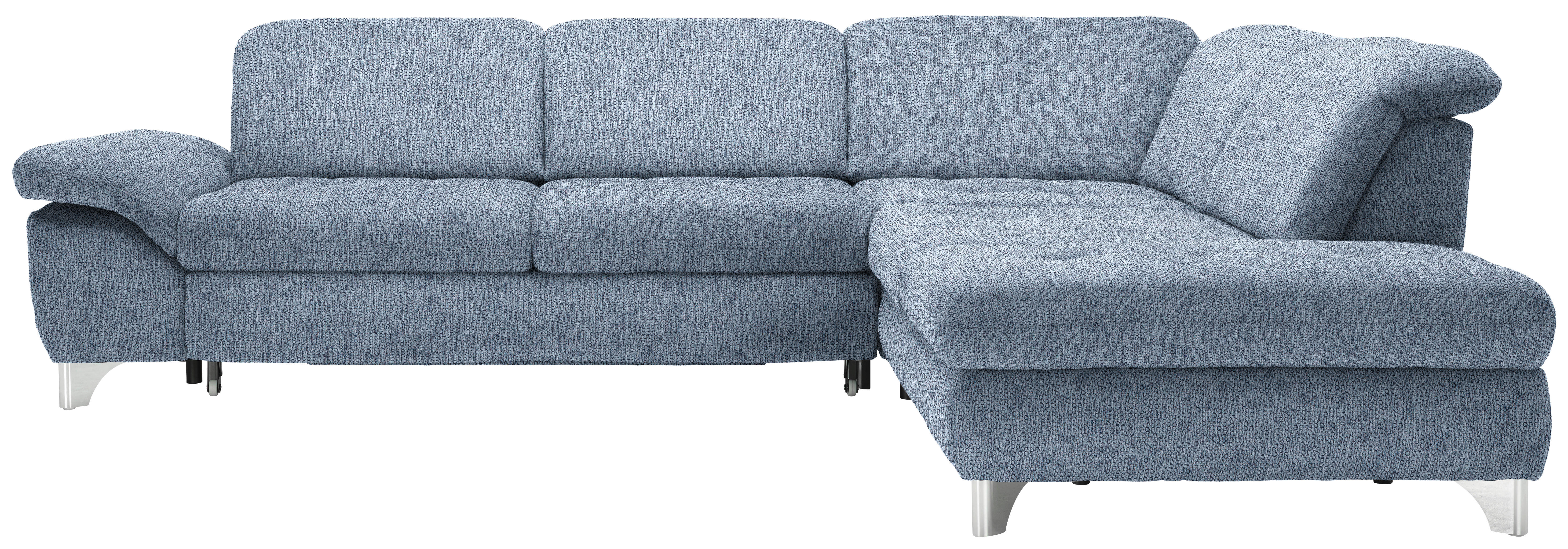 ECKSOFA in Webstoff Hellblau  - Chromfarben/Hellblau, Design, Textil/Metall (319/260cm) - Beldomo Style