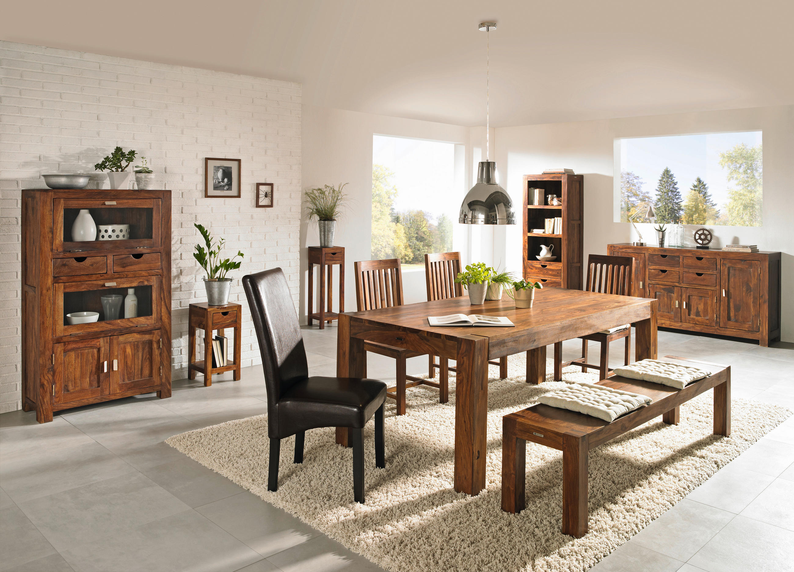 BANCĂ in culoare lemn sheesham - culoare lemn sheesham, Lifestyle, lemn (180/45/40cm) - Landscape