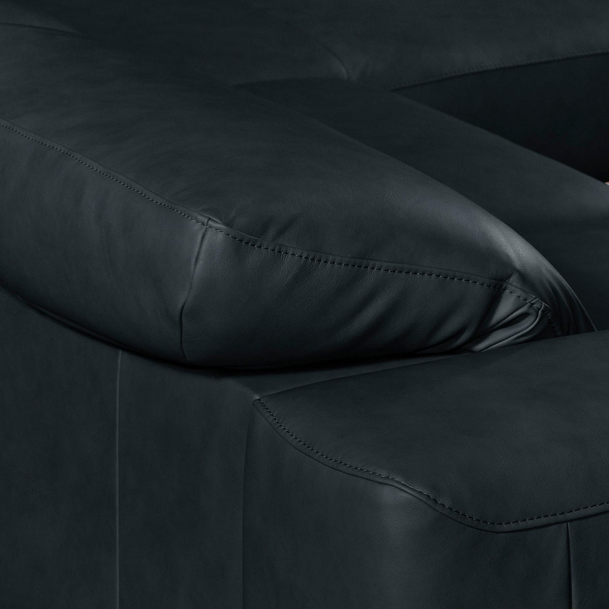ECKSOFA  in Echtleder Blau  295/187 cm  - Chromfarben/Blau, Design, Leder/Metall (295/187cm) - Livetastic