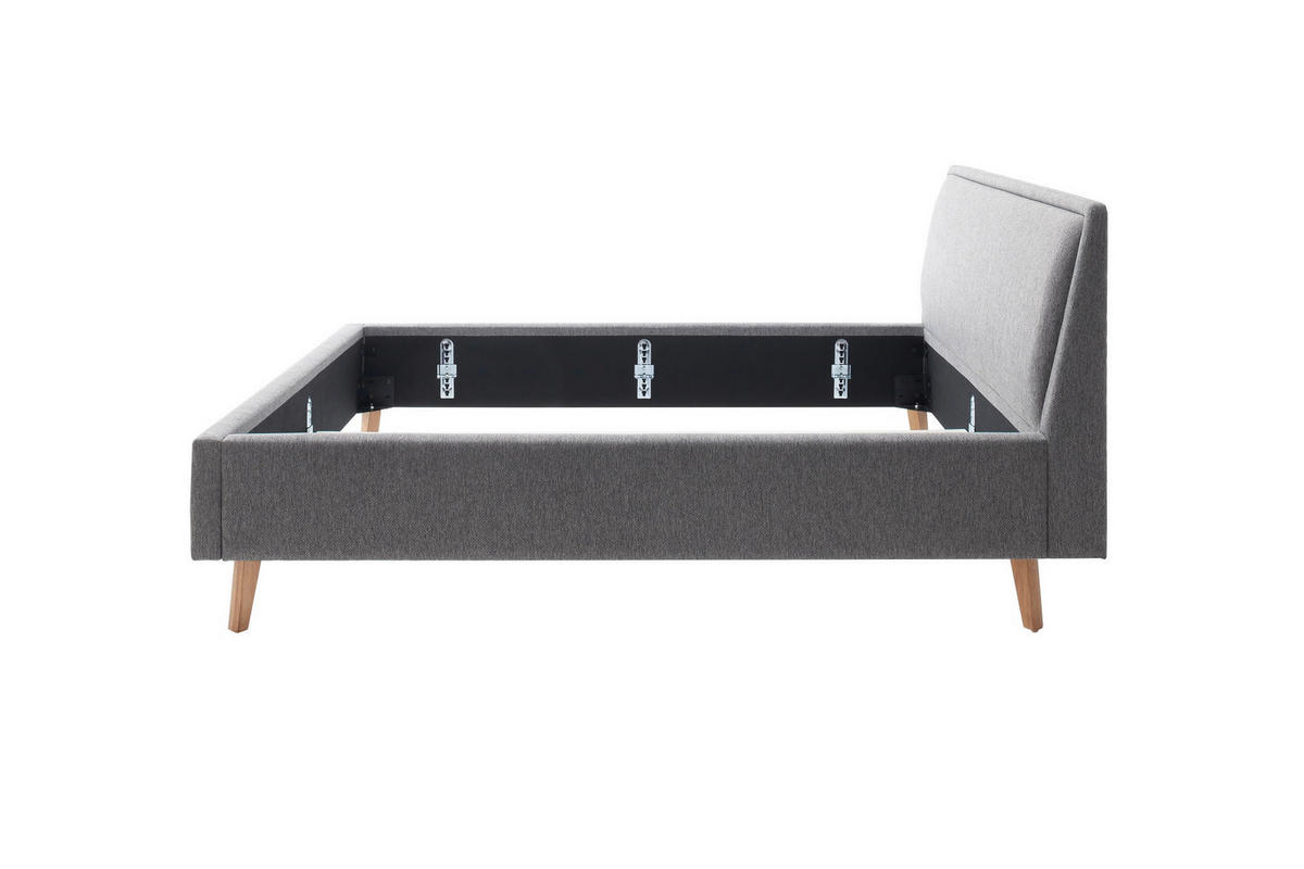 POLSTERBETT FRIEDA 140/200 cm  in Grau  - Eichefarben/Grau, MODERN, Holz/Textil (140/200cm) - Livetastic