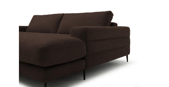 ECKSOFA  in Flachgewebe Dunkelbraun  253/177 cm  - Dunkelbraun/Schwarz, Design, Textil/Metall (253/177cm) - Dieter Knoll
