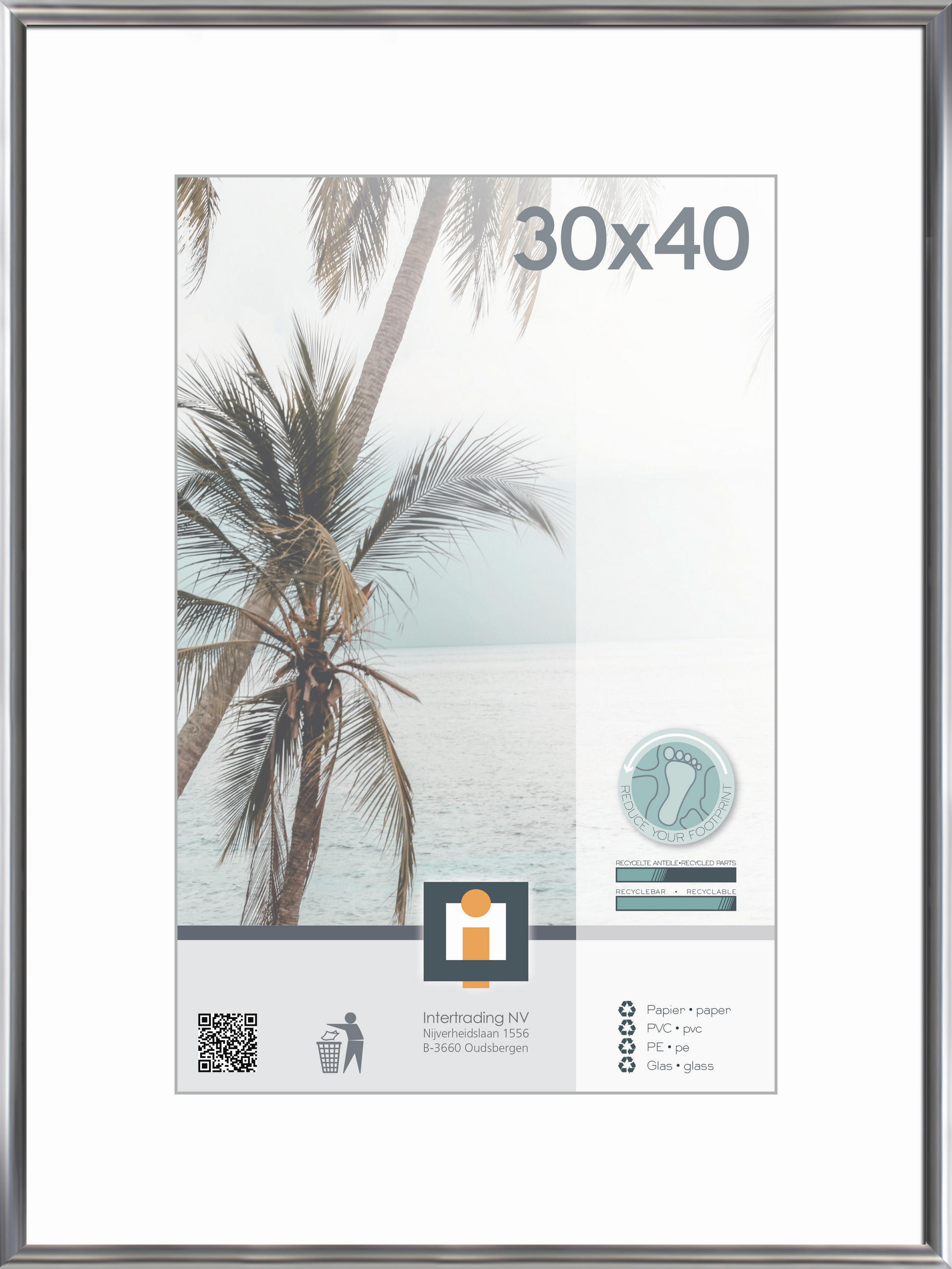 OKVIR ZA SLIKE     30/40 cm     - srebrne barve, Basics, umetna masa/steklo (30/40cm)