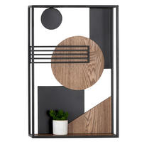 WANDREGAL Schwarz, Hellbraun  - Hellbraun/Schwarz, Basics, Holzwerkstoff/Metall (40/60/12cm)