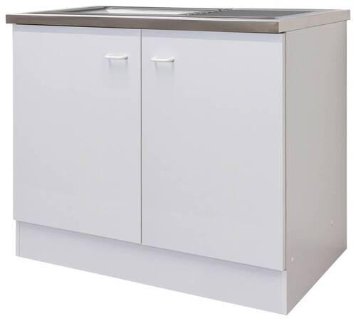 SPÜLENUNTERSCHRANK 100/85/50 cm  in Weiß  - Hellgrau/Weiß, KONVENTIONELL, Holzwerkstoff/Kunststoff (100/85/50cm) - FlexWell
