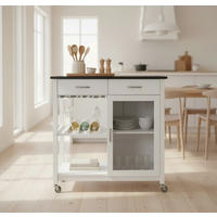 SERVIERWAGEN , Weiss  - Weiss/Silberfarben, Basics, Glas/Holzwerkstoff (90/91/50cm) - MID.YOU