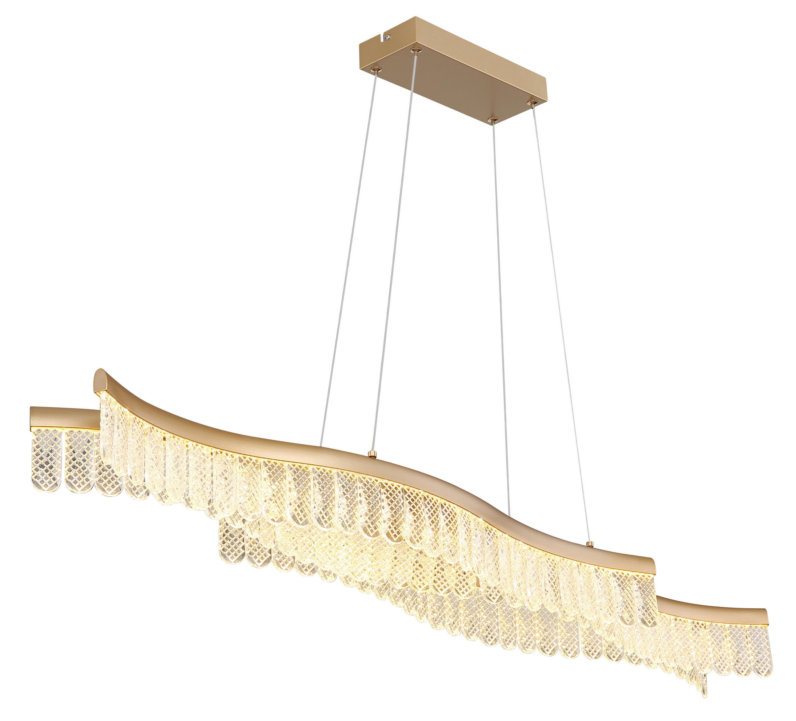 LED FÜGGŐLÁMPA 108/18/135 cm  - aranyszínű/átlátszó, Design, műanyag/fém (108/18/135cm) - Globo