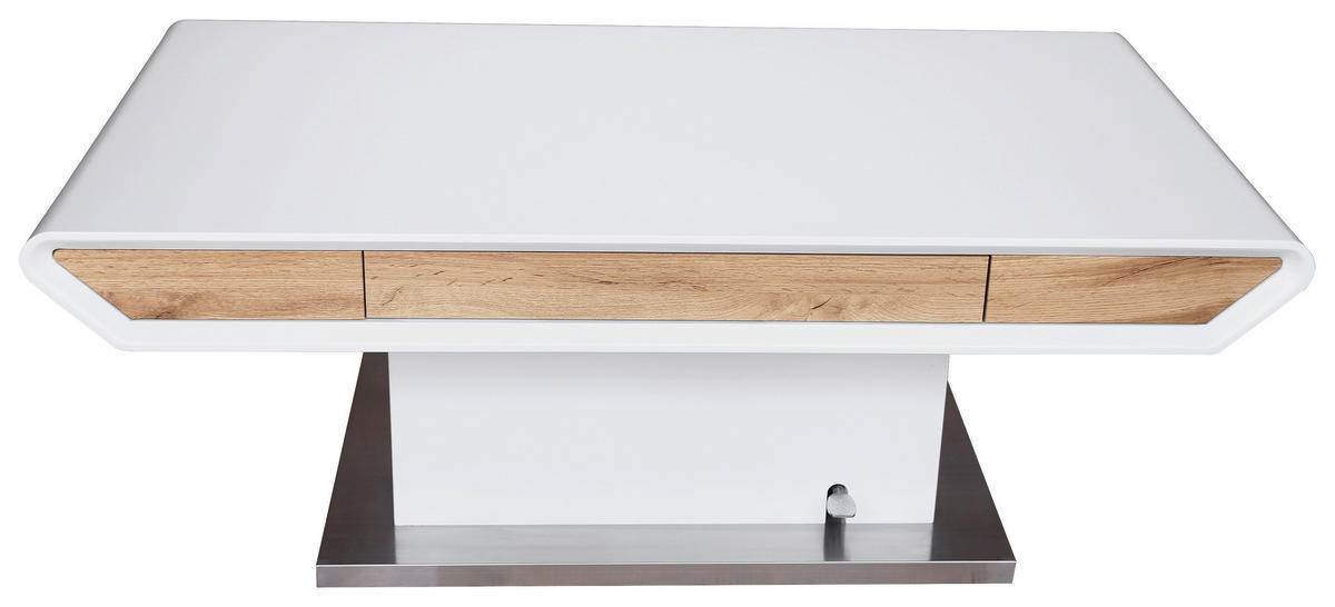 COUCHTISCH 130/70/49,5-77,5 cm rechteckig Weiß, Eichefarben  - Eichefarben/Weiß, Design, Holzwerkstoff/Metall (130/70/49,5-77,5cm) - Livetastic