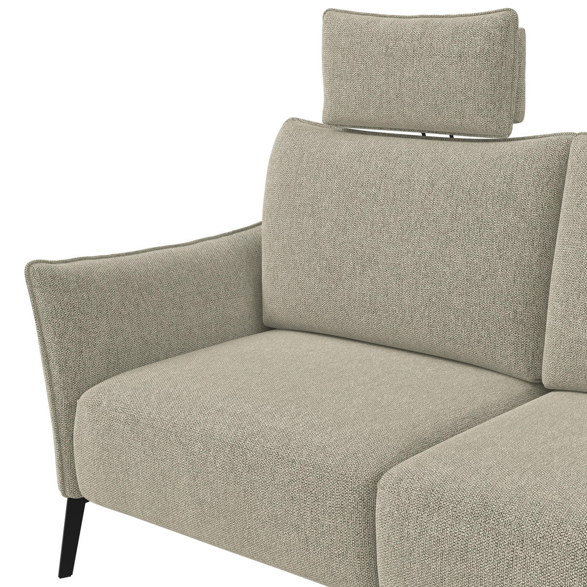 3-SITZER-SOFA Chenille Beige  - Beige/Schwarz, Konventionell, Textil/Metall (184/90/92cm) - Elegando