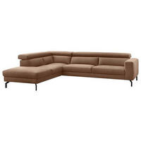 ECKSOFA in Mikrofaser Braun  - Schwarz/Braun, Modern, Textil/Metall (233/305cm) - Trendmanufaktur