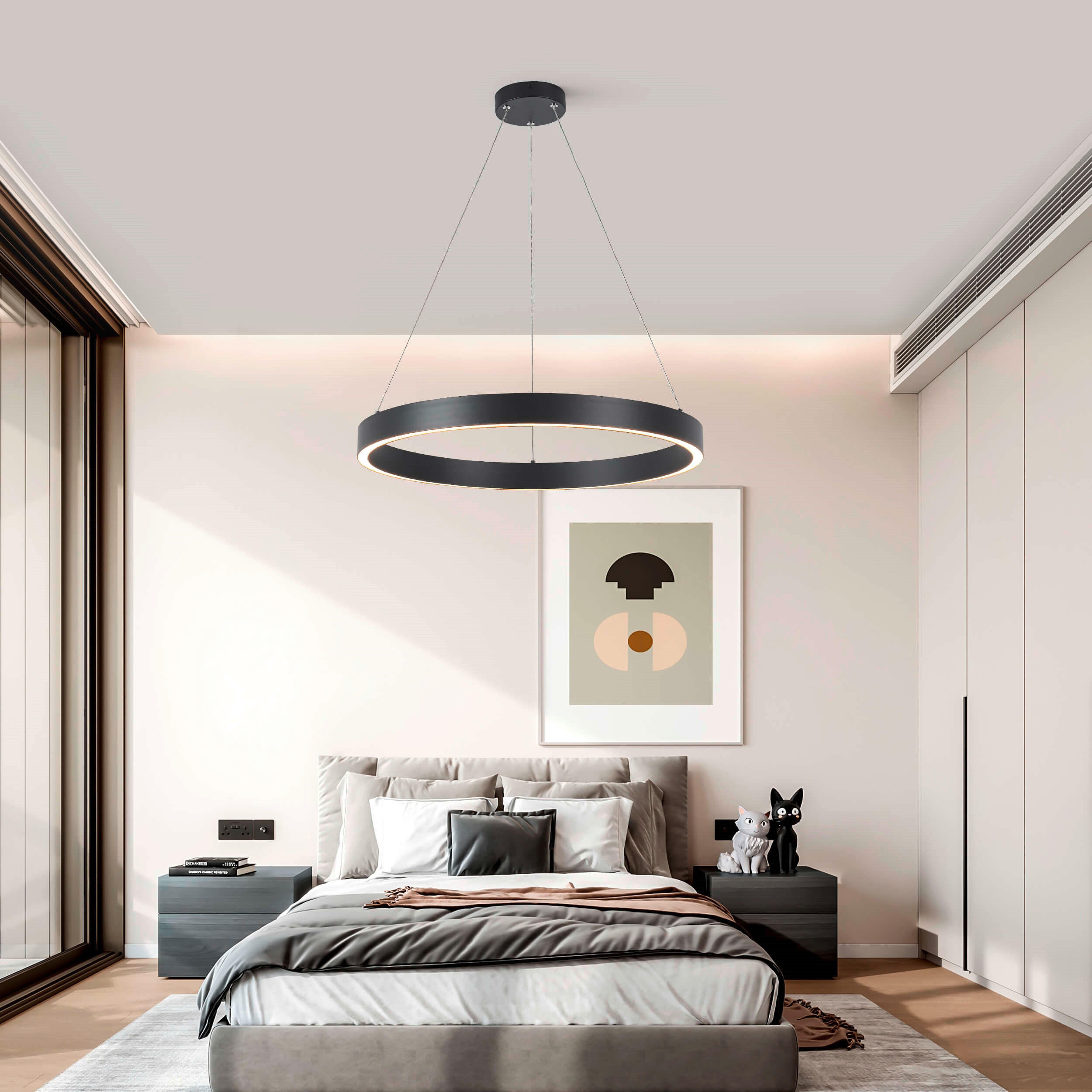 LED-HÄNGELEUCHTE  - Schwarz, Design, Metall (126/60/60cm)