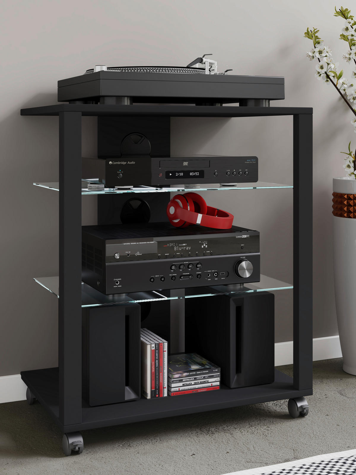 TV-RACK - Schwarz, Basics, Holzwerkstoff/Kunststoff (60/70/41cm) - MID.YOU