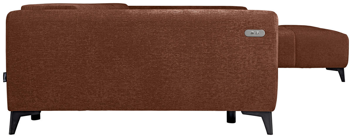 ECKSOFA Rostfarben Chenille  - Rostfarben/Schwarz, KONVENTIONELL, Kunststoff/Textil (279/222cm) - Hom`in